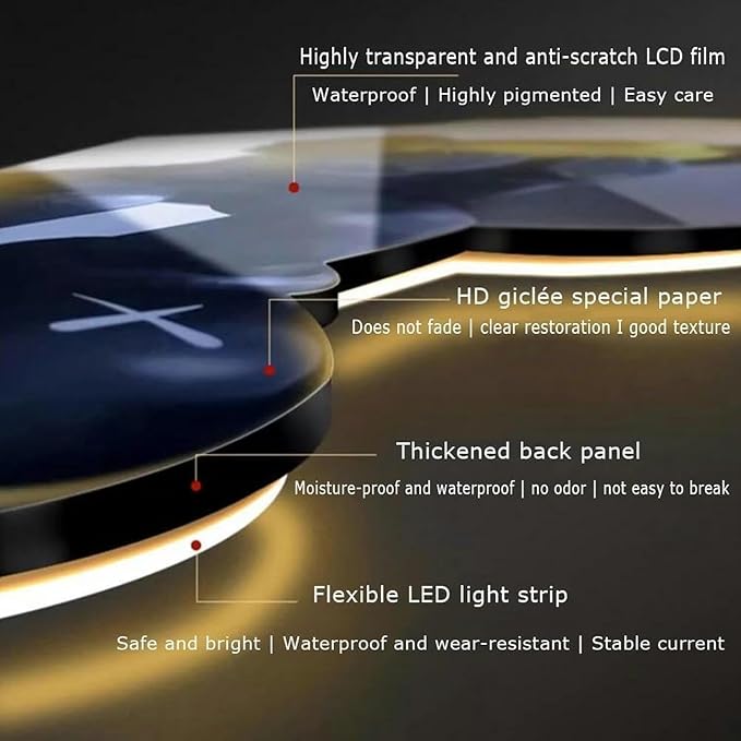 DLYZAYE 3D Wall Art Decor Wall Sculptures Wall Hanging Art with Led Light Wall Art Decorations Lamp Oriental Decor Traditional Chinese Wall Hanging Painting~/