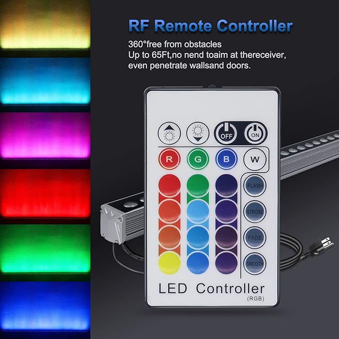 LED Wall Washer Light with RF Remote, 144W RGBW+5000K Landscape Linear Wall Wash Light Bar, 40'' Color Changing Spot Light for Indoor Outdoor Building, Weddings, Commercial Lighting