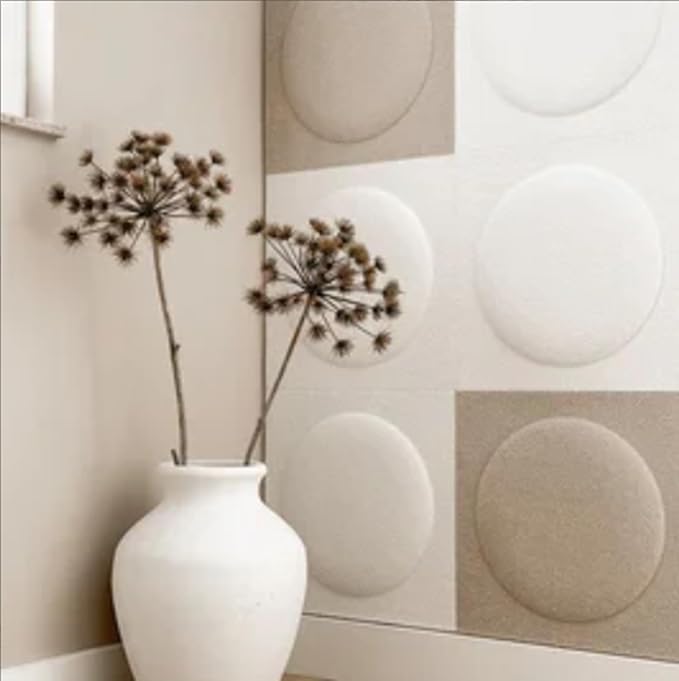 Acoustical 3D Wall Panels, 12 Pack 12''x12'' Circle Art Acoustic Panels for Interior Wall Decor, Decorative Acoustic Panels, Acoustic Wall Panels, Sound Absorbing Wall 3D Art (Camel)