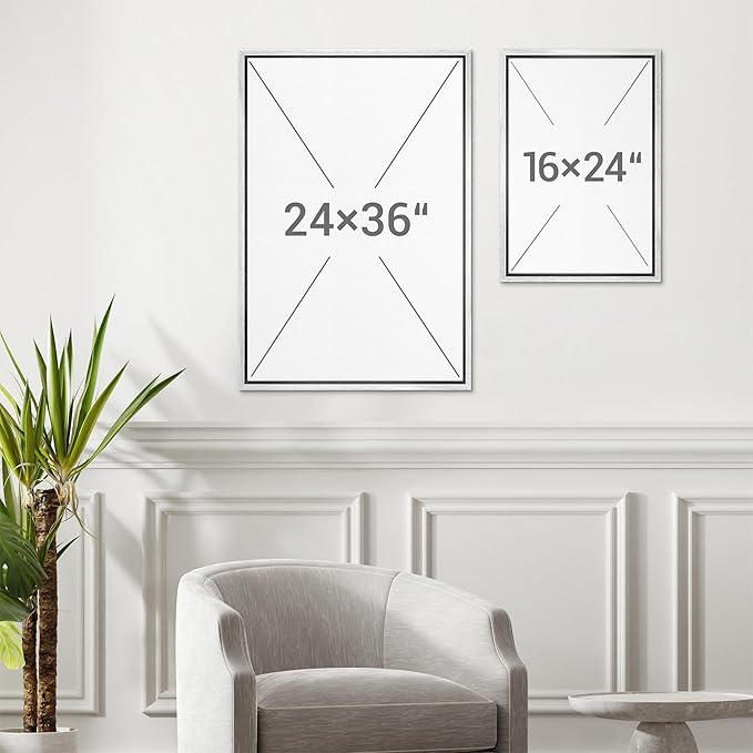 MUDECOR Framed Canvas Print Wall Art Minimalist Earthy Neutral Brown Abstract Illustrations Realism Decorative for Living Room, Bedroom, Office - 16"x24"x3 White