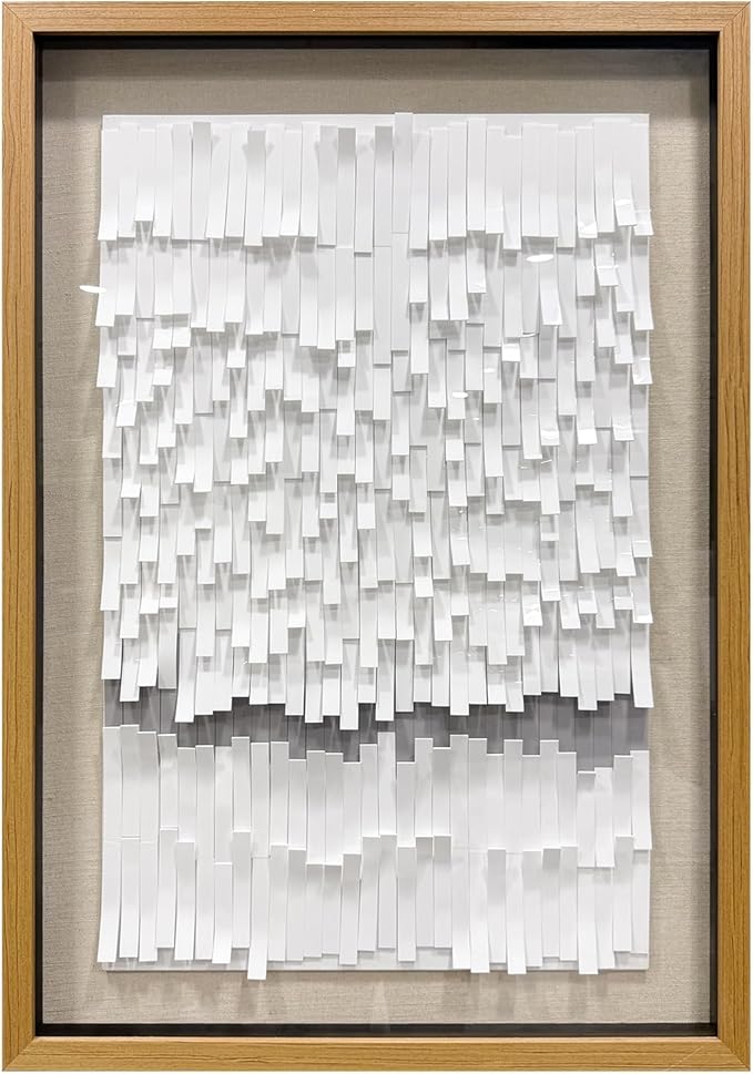 BrightA White 3D Wave Wall Sculpture - Heat-Formed Acrylic Strips Art with Dynamic Shadow Play, Solid Wood Frame Contemporary Artwork for Modern Interiors 31.5" x 47.2"
