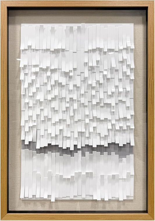 BrightA White 3D Wave Wall Sculpture - Heat-Formed Acrylic Strips Art with Dynamic Shadow Play, Solid Wood Frame Contemporary Artwork for Modern Interiors 31.5" x 47.2"