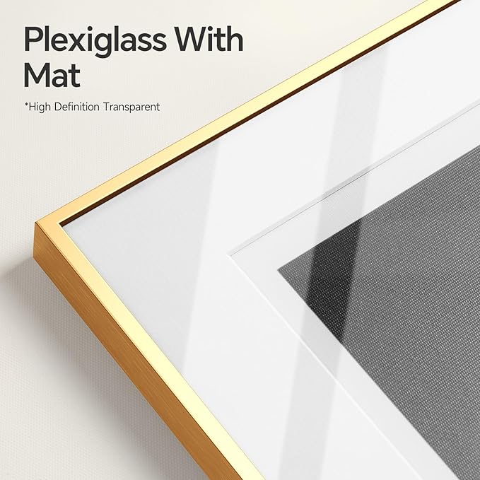 4 Pcs Framed Modern Canvas Wall Art, Gold and White Minimalist Pictures Prints, Luxury Geometric Painting Artwork Home Decoration for Hallway, Bathroom, Dining Room and Living Room