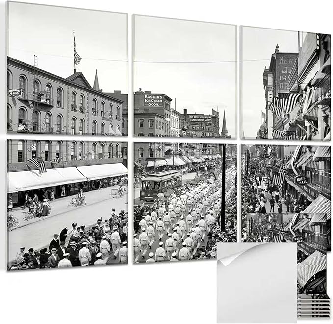 Acoustic Wall Panel 6 Pack, 23.6"x23.6"Decorative Art Soundproof Panel, Sound Absorb Self-Adhesive Panel, Acoustic Treatment for Studio, Home Theater, Office (Spectacle March 1900)