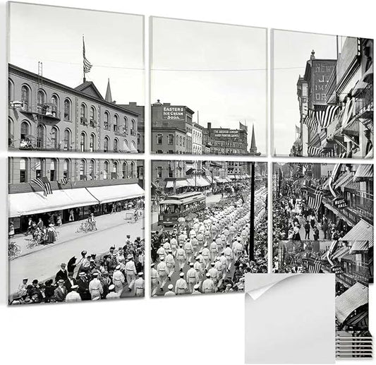 Acoustic Wall Panel 6 Pack, 23.6"x23.6"Decorative Art Soundproof Panel, Sound Absorb Self-Adhesive Panel, Acoustic Treatment for Studio, Home Theater, Office (Spectacle March 1900)