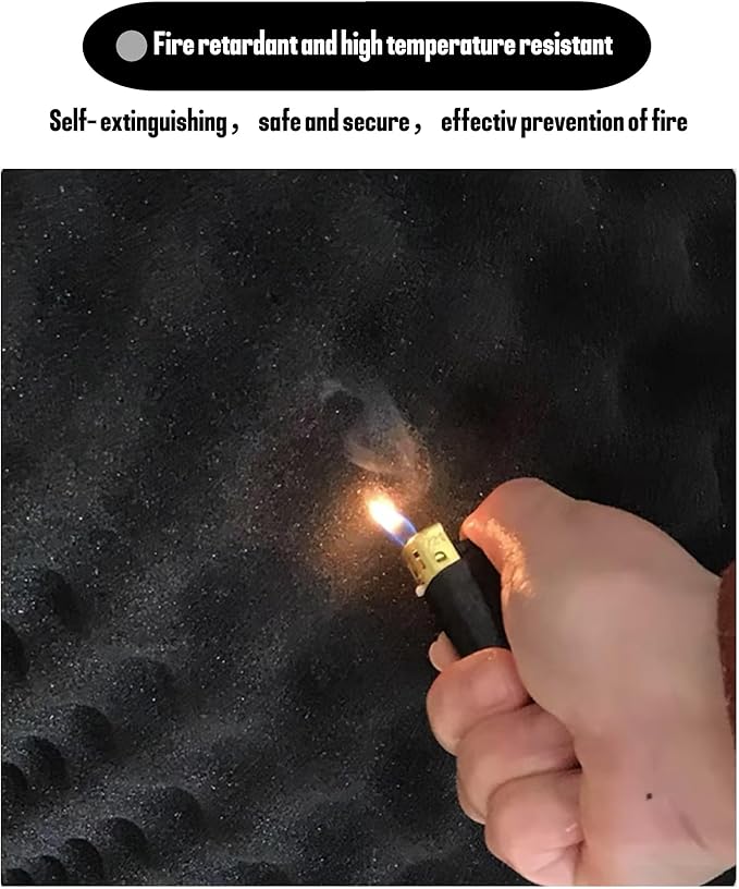 6 Pack Sound Proof Foam Panels for Wall,12" X 12" X 2" Egg Crate Soundproof Wall Panels for Studio,Room Acoustic Treatment Foam,Sound Absorbing Foam Black (6Black)