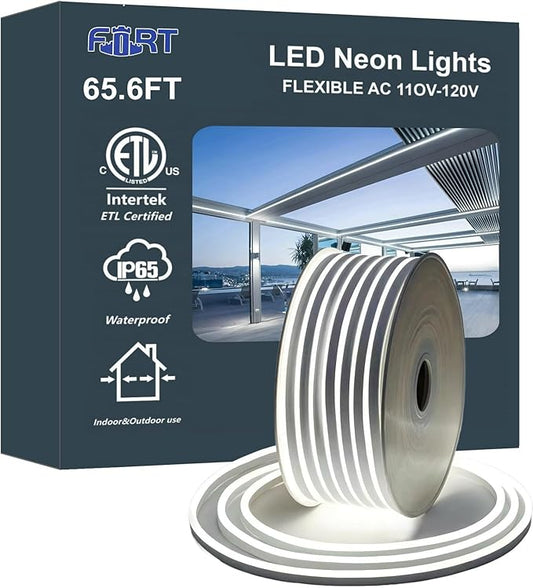 65.6FT Rope Lights for Outside- Bright White Outdoor Use - Accent Lighting Around Features Like Decks, Patios, and Gardens, Emphasizing led Tube Lights Versatility in Creating Ambiance ETL Listed