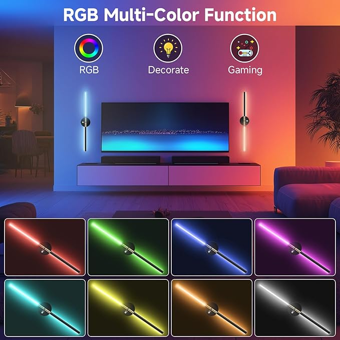 Battery Operated Wall Sconce with 360°DIY Independently Rotate Lamp,Wireless Magnetic Wall Lights with Remote,Timer,Dimmable 3000K-6500K,RGB Wall Sconces Decor for Bedroom,Living Room10000mAh