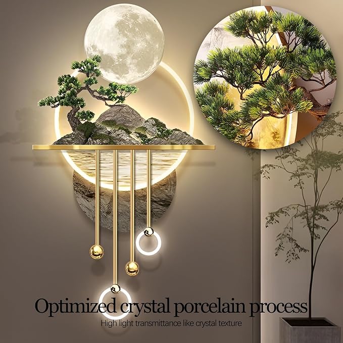 3D Wall Sculptures Painting Hanging Plug-in Power Supply Home Decor Wall 3D Wall Art Decoration - LED for Living Room, Office Bedroom, Hotel Decor(Stylle A,23.62 * 49.21)