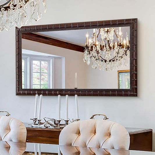 Large Mirrors for Wall Decor, 48'' x 24'' Antique Brozne Wall Mirror with Bamboo-Joint Design, Rectangular Decorative Mirrors for Bathroom, Entryway, Dining Room, Fireplace
