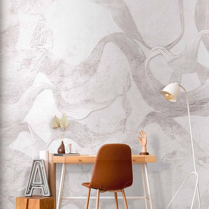 artgeist Wall Mural Faux Cement 154x110 in - Peel and Stick Self-Adhesive Wallpaper Removable Large Sticker Foil Wall Decor Print Design Mural Abstract Grey Silver f-A-10118-a-c
