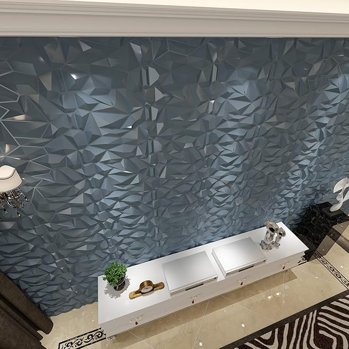 Art3d 19.7" x 19.7" (Pack Of 12) Wall Panel 3D Diamond, Gray