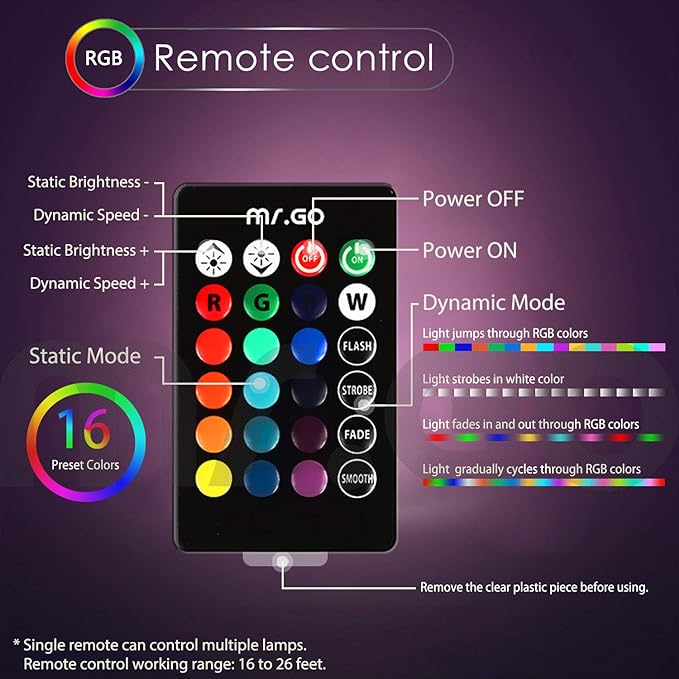 Mr.Go 6-inch RGB Color-Changing LED Globe Orb Light w/Remote, Mood Lamp Kids Night Light, 16 Dimmable Colors & 4 Modes, Battery & AC Adapter Power, Home Bedroom Patio Pool Decorative Lighting