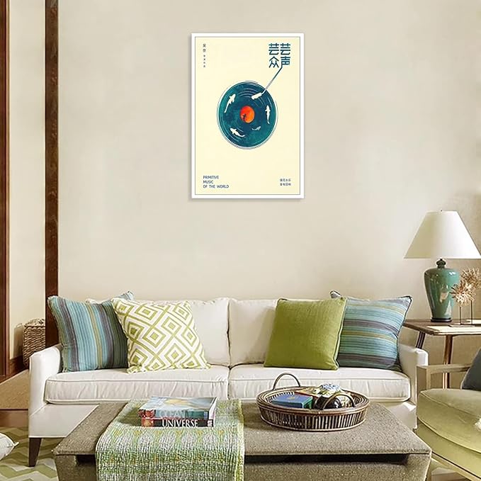 Japanese Canvas Wall Art Retro Music Cover Poster Modern Ukiyo-E Picture Asian Aesthetic Prints Painting For Home Bedroom Dorm Living Room Wall Decor 24x36in Unframed