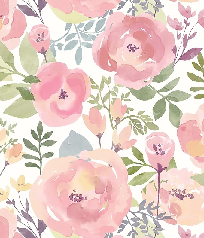 Orainege Floral Wallpaper Peel and Stick Wallpaper 16.9in x196.8in Peony Flowers Floral Contact Paper Removable Self Adhesive Wall Paper Decorative for Cabinets Walls Shelf Liner, Peachy