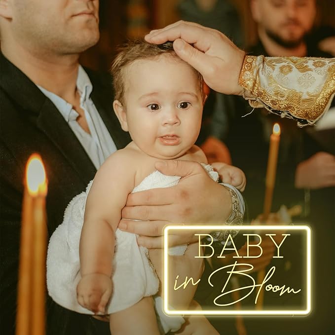 Baby in Bloom Neon Signs for Baby Shower Party Decorations, Neon Led Light Up Letters Sign for Birthday Party Decor, Gender Reveal Girl or Boy, Bedroom, Home, INSNEnN, 15.4 * 9.6 Inches