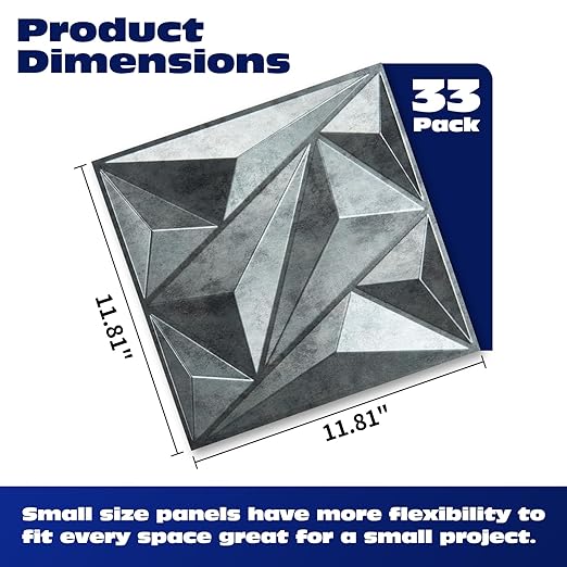 Art3dwallpanels 33 Pack 3D Wall Panel Diamond for Interior Wall Décor, PVC Textured Wall Panels, 12''x12'' Cover 32.Sq.Ft. Patina Bronze