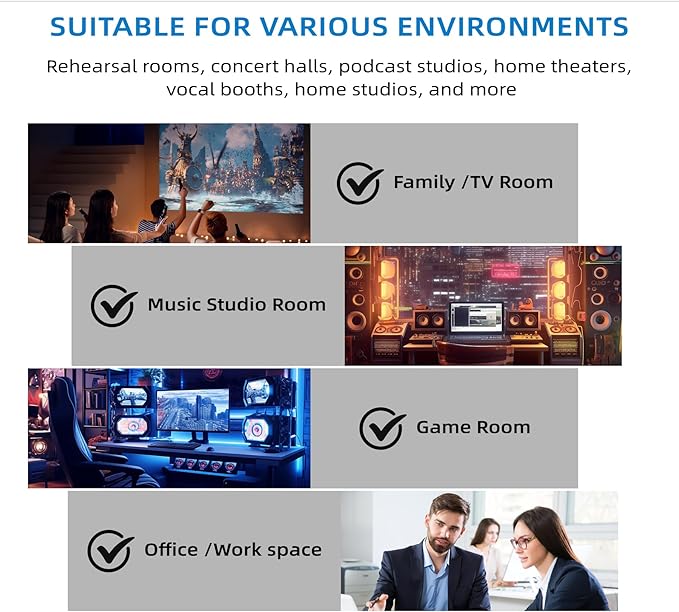 4 Pack Sound Proof Foam Panels |48"×24"×2" Quick-Recovery Soundproof Wall Panels | High Density Sound Dampening Panels for Home Studio (Black)