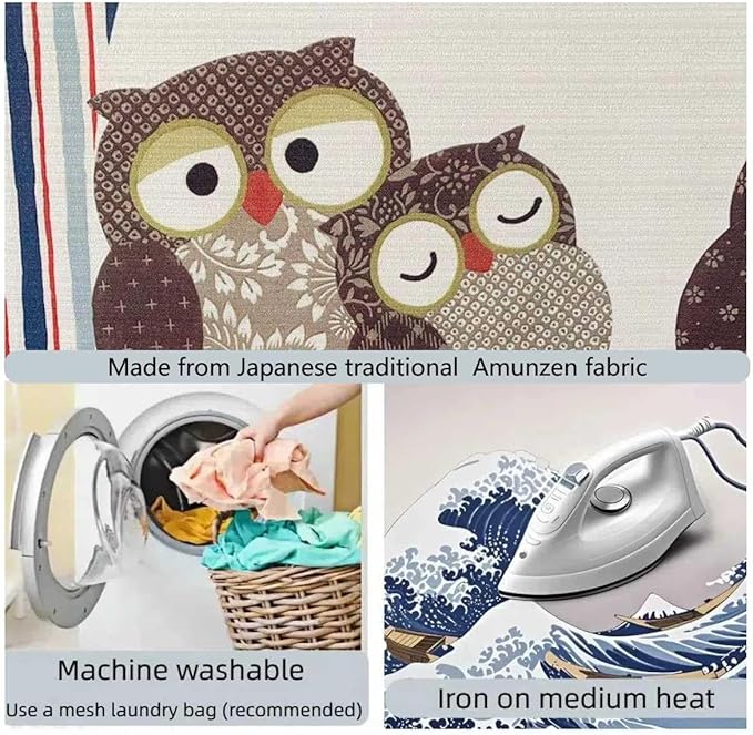 Japanese Tapestry Wall Art Scroll - Feng Shui & Lucky Symbols | W15.7xH47.2", Extra Long Vertical Hanging Decor for Bedroom, Living Room, Office | (Owl) CTT-128