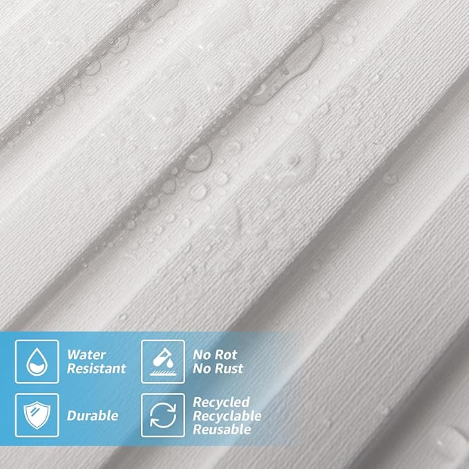 Art3d 8 Pack 96" x 6" WPC Slat Wall Panels, 3D Fluted Panel for Interior Wall Decor, TV Background, Bedroom, Living Room - Off-White