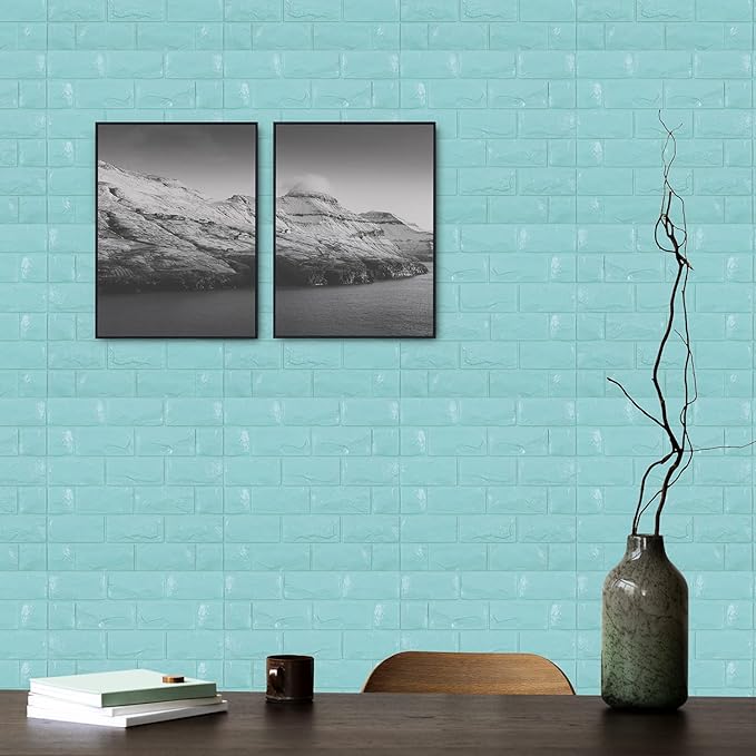 30PCS 3D Wall Panels Peel and Stick Faux Brick Wallpaper Blue Self Adhesive Foam Brick Paneling Faux Stone Wall Panels (30PCS, Blue)