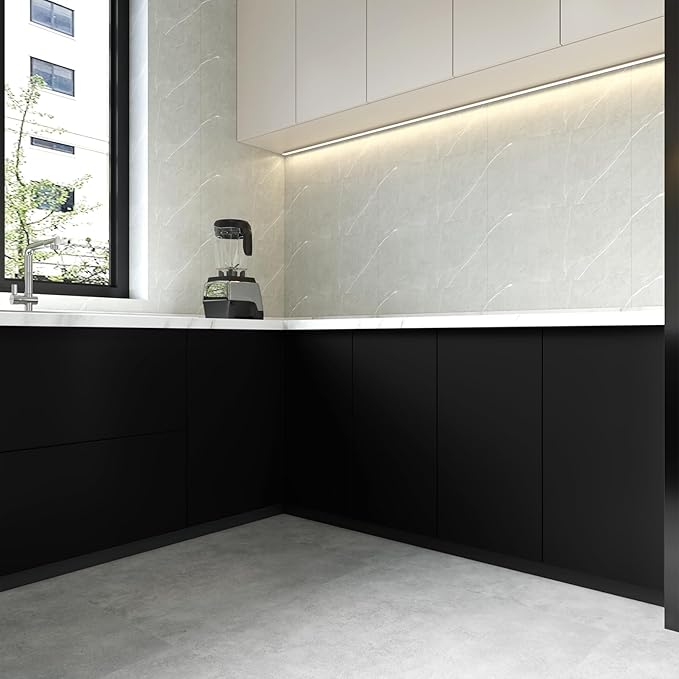 Black Peel and Stick Bathroom Removable Wallpaper Thicken Vinyl Modern Matte Textured Solid Color Self-Adhesive Wallpaper Wrap Contact Paper for Bedroom Kitchen Cabinet (24"x393" Black)