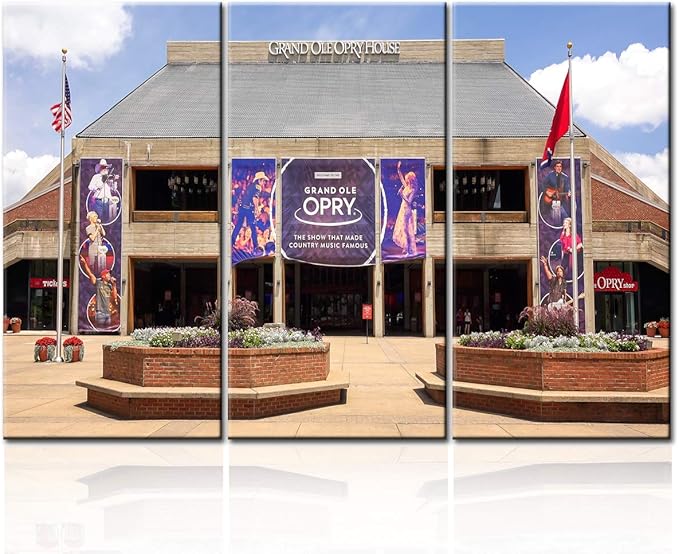 Native American Art Houston Paintings Nashville, Tennessee Wall Art Cityscape the Grand Ole Opry House Pictures Modern Artwork 3 Panel Canvas Home Decor for Living Room Ready to Hang - 40‘’x20‘’x3