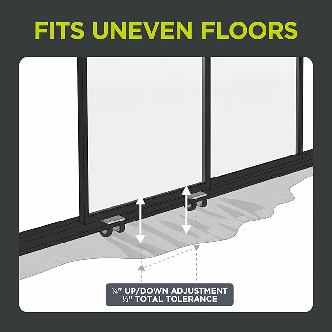 3-Panel Clear Glass Sliding Room Divider - Tempered Glass Wall Separator Screen for Office, Home, Workstation, Cubicle, Desk - Commercial & Residential Partition - 108" W x 96" H, Black Frame