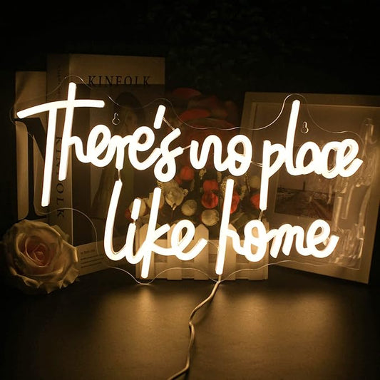 Lucunstar There‘s No Place Like Home Neon Sign,Neon Sign For Room,Warm White Led Neon Light for Wall Decor,Light Up Sign for Wedding,Home Party,USB Connectivity Bedroom Decor,Home Decor