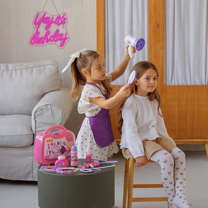 Lucunstar Yay It's Lash Day Neon Sign Pink Led Light USB Connectivity Led Neon Sign with Dimming Switch for Home Wall Decor Girls Room Party Room Decor