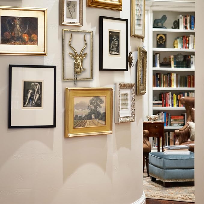 Newinhome Animal Heads Wall Decor (Includes Metal Frame) Resin Animals Sculptures Head Wall Hanging Decoration Gold vintage Wall Sculpture for Living Room Bedroom Office(Antelope)