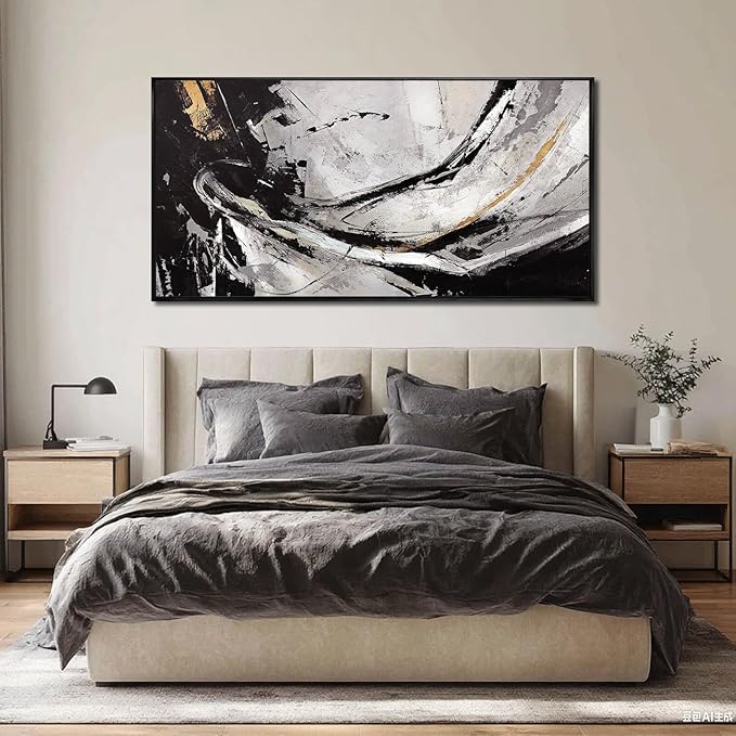 Abstract Framed Wall Decor Vintage Wall Art Neutral Canvas Poster 24"x48" Large Pictures for Living Room Office Decorations