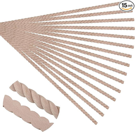 15-Pack 15.75" Unfinished Wood Ovolo Trim - Easy to Paint, Cute Decorative Molding DIY Craft for Furniture Frame, Mirror Edge, Wall, Door, Closet, Dresser, Shelf