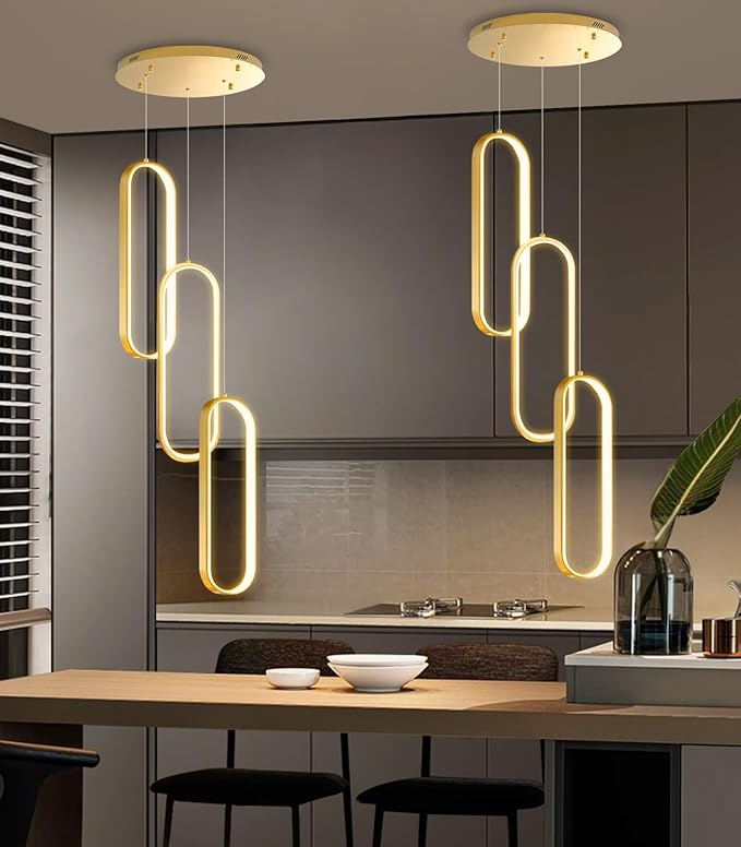 Modern Ring Chandelier LED Dimmable Ceiling Light for Kitchen Island Living Room Staircaes Dining Room Gold