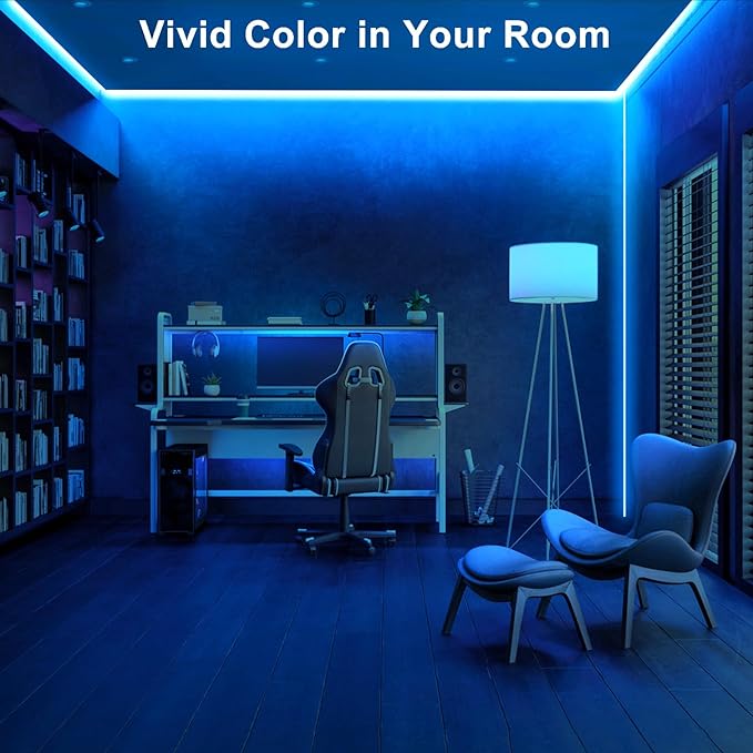 16.4ft Blue COB Led Strip Lights with RF Remote, Dimmable Bright Adhesive Indoor Led COB Light Strip for Cabinet, Paintings, Room, Bed