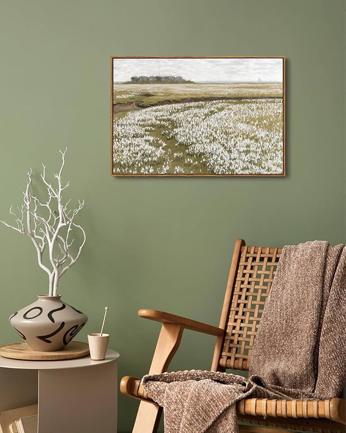 KISSFOX Vintage Landscape Canvas Wall Art Nature Wildflower Field Scenery Prints Country Painting Picture Decor Artwork Rustic Farmhouse Gallery Office Living Room Bedroom Bathroom
