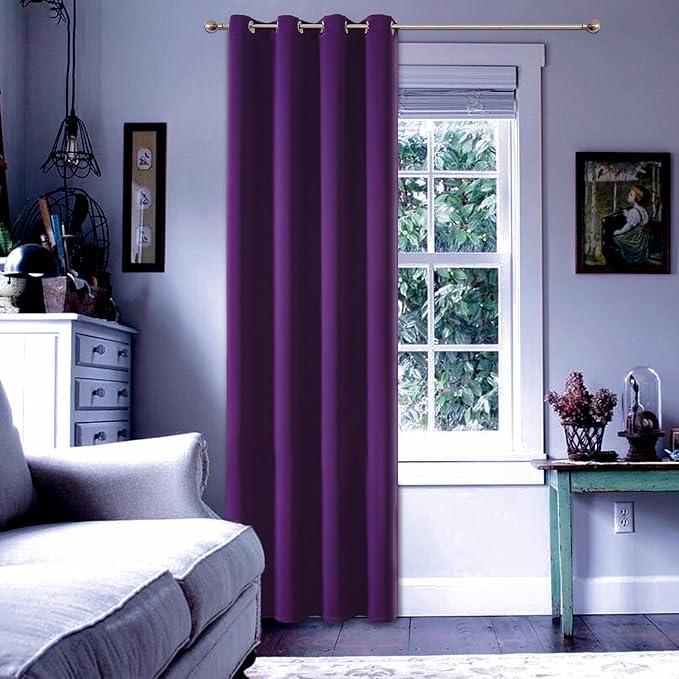 ChrisDowa Blackout Curtains 120 Inches Long for Living Room, Grommet Thermal Insulated Room Darkening Curtains for Bedroom (1 Panel Set, Royal Purple, 52W x 120L)
