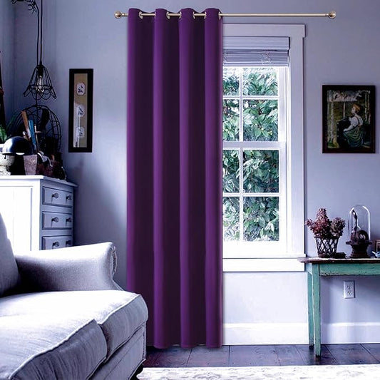 ChrisDowa Blackout Curtains 120 Inches Long for Living Room, Grommet Thermal Insulated Room Darkening Curtains for Bedroom (1 Panel Set, Royal Purple, 52W x 120L)