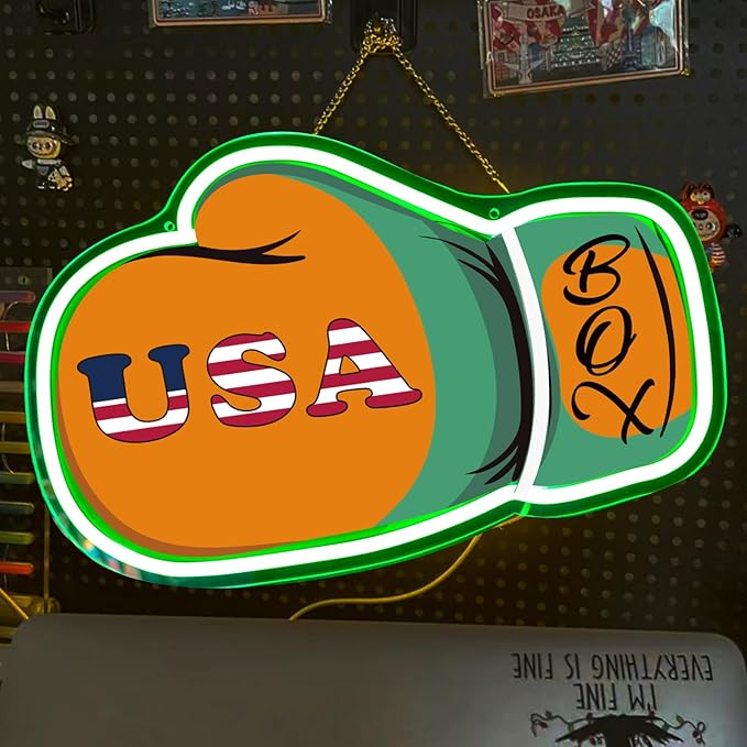 Boxing Gloves Neon Sign 5V Boxing Set Neon Light Styling Strange Vibrant Feeling With Cute Patterns Suitable for Bedroom Living Room Restaurant Bar Club Party Decoration Gift Business Shop