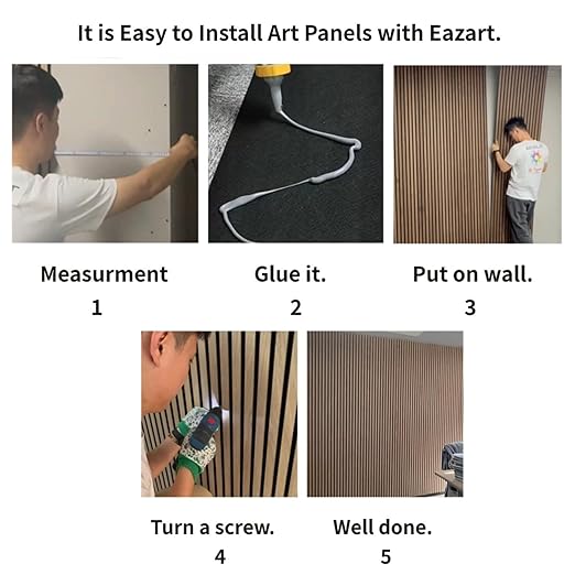 3D Wood Slat Sound Absorbing Acoustic Panels - Wall Decor with Felt Backing, Set of 2 Panels, Size 94.5x23.6 inches per Box, Covers 23.6 sq ft, Walnut