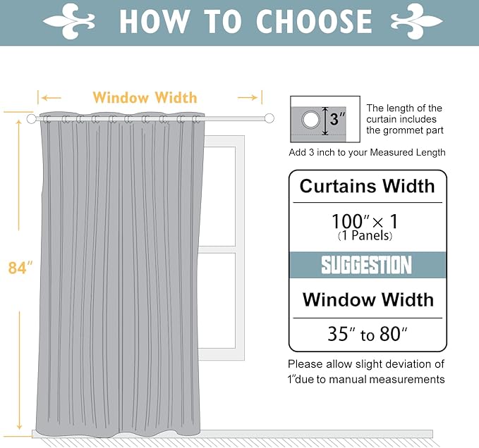ChrisDowa Room Divider Curtain 84 Inches Long, Wide Blackout Sliding Door Curtain for Bedroom, Room Darkening Privacy Window Drape for Patio Door (1 Panel Set, Biscotti Beige, 100 x 84 Inch)