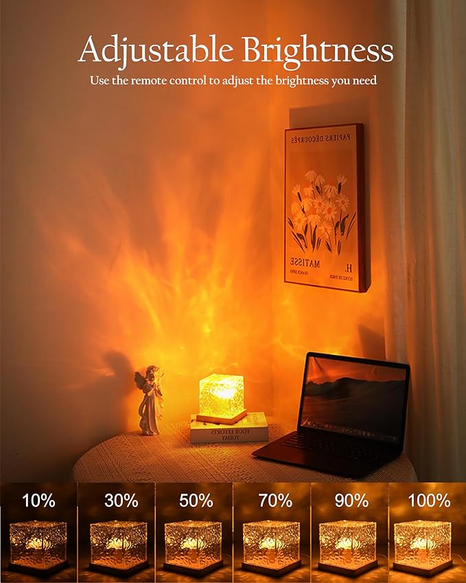 2 Packs Ocean Lamp with Charger Adapters,Northern Lights Cube Ocean Wave Projector Light,16 Colors Aurora Glow with Remote Control for Bedroom Living Room Game Room Decor