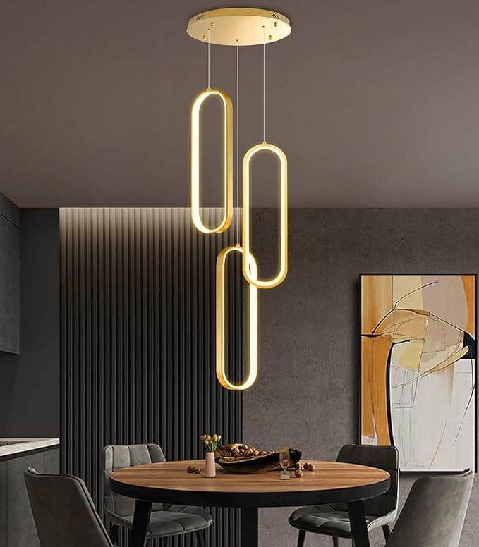 Modern Ring Chandelier LED Dimmable Ceiling Light for Kitchen Island Living Room Staircaes Dining Room Gold