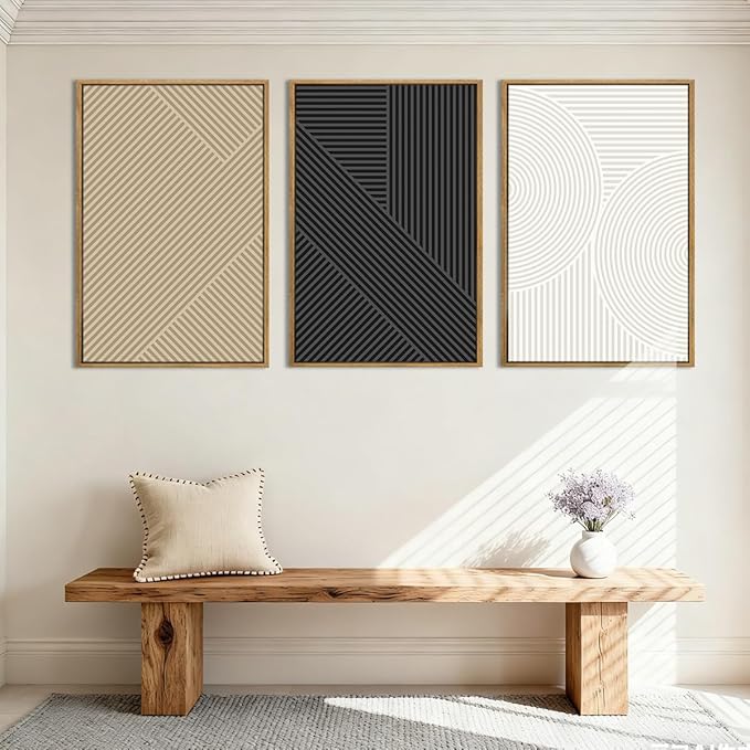 Anyzal Large Neutral Wall Art Modern Abstract Wall Decor Minimalist Boho Artwork 24x36 Inch Set of 3 for Living Room Bedroom Dining Room