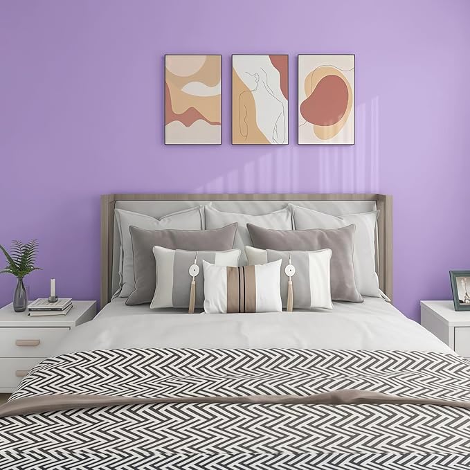 17.51inx118in Purple Wallpaper Peel and Stick Wallpaper Removable Self Adhesive Modern Purple Contact Paper for Cabinets Bedroom Bathroom Vinyl Wrap Matte Textured Waterproof Wall Paper DIY Decorative