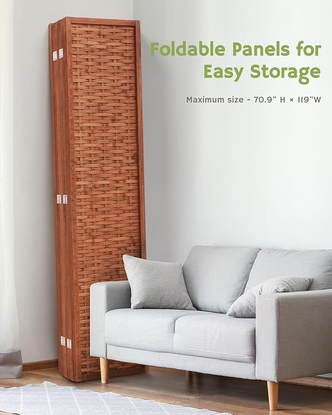 JOSTYLE 6ft Folding Privacy Screens 6-Panel Freestanding Room Dividers