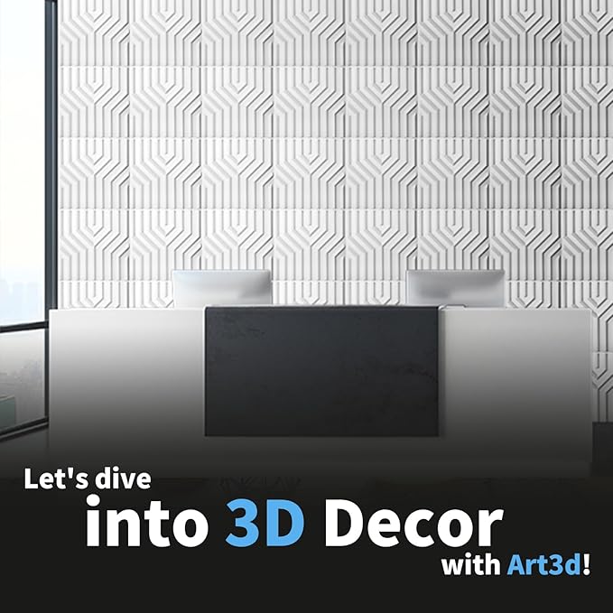 Art3d Decorative 3D Wall Panel, 32 Sq.FT PVC Interior Wall Decor for Living Room, Bedroom, Lobby, Office, Shopping Mall, White