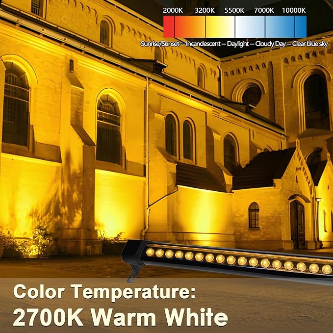36W LED Wall Washer Light Bar, 2FT 2700K Warm White Outdoor Wall Washer Lights, 120V Waterproof IP67 LED Light Bar for Outdoor, Plug-in (2 Pack)
