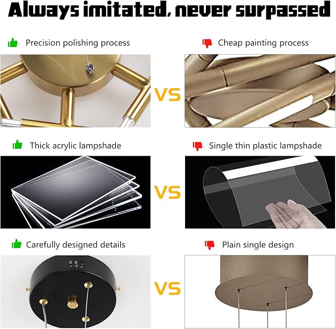 Black and Gold Chandelier,Modern Sputnik Chandelier LED Chandeliers Ceiling Light Easy to Install Pendant Lights New Art Hanging Lamps for Dining Room,Kitchen,Bedroom,Living Room (12 Heads )