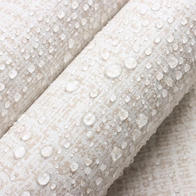 Beige Grasscloth Peel and Stick Wallpaper Beige Contact Paper for Cabinets 17.7inx393.7in Textured Wall Paper Vinyl Textured Grass Cloth Wallpaper Peel and Stick Faux Linen Self Adhesive Vinyl